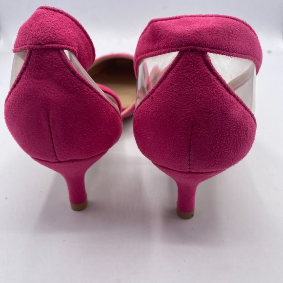 A NUYG pink pointy toe rhinestone kitten low heels pumps - Picture 5 of 11